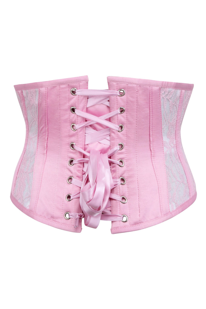 Pinky Beige Cotton Twill Classic Overbust Waist Trainer With Hip Gores