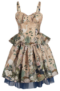 Botanical Marsh Corset & Skirt Set with Heron and Floral Print