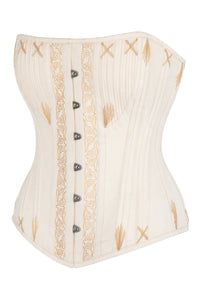 Beige Overbust Corset with Decorative Flossing