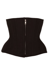Black Cotton Twill Classic Overbust Waist Trainer With Hip Gores