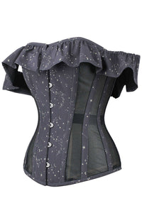 Corset Story FTS031 Astronomy Cotton Print Overbust With Mesh Panels And Sleeves