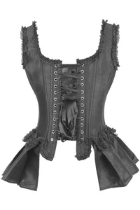 Black Historically Inspired Corset Overbust with Bustle