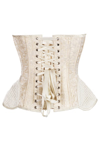 Ivory Baroque Brocade Structured Corset with Quilted Hips