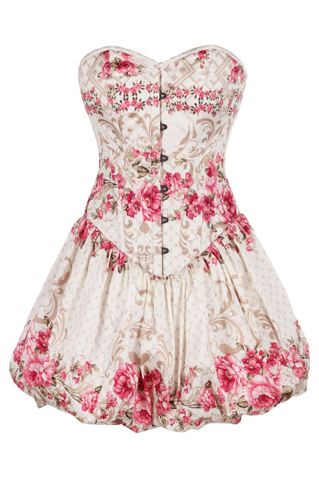 Vintage Floral Corset Dress with Bubble Skirt