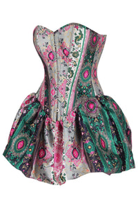 Bohemian Jewel-Tone Patchwork Corset Dress