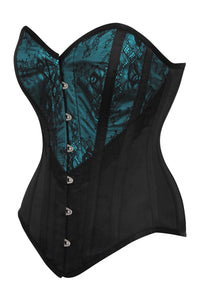 Turquiose and Black Overbust Lingerie Corset