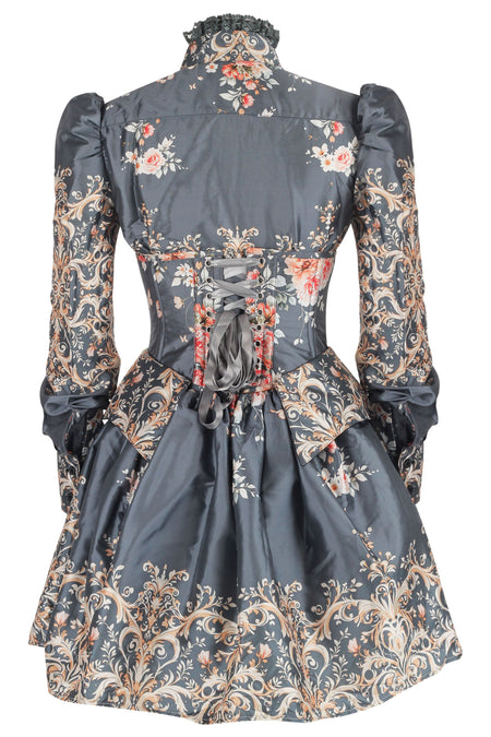Victorian-Inspired Baroque Floral Costume Set with Corset, Skirt & Shirt