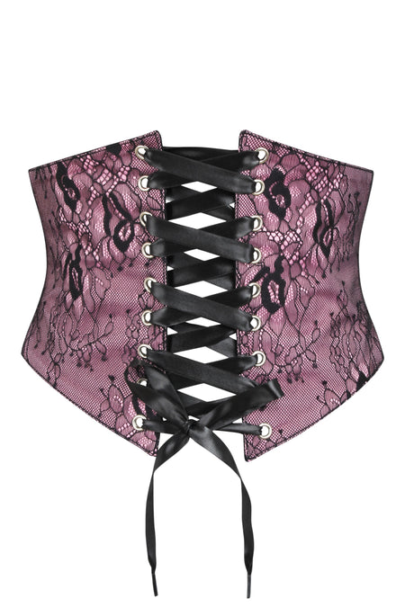 Pink & Black Lace Overlay Corset Belt