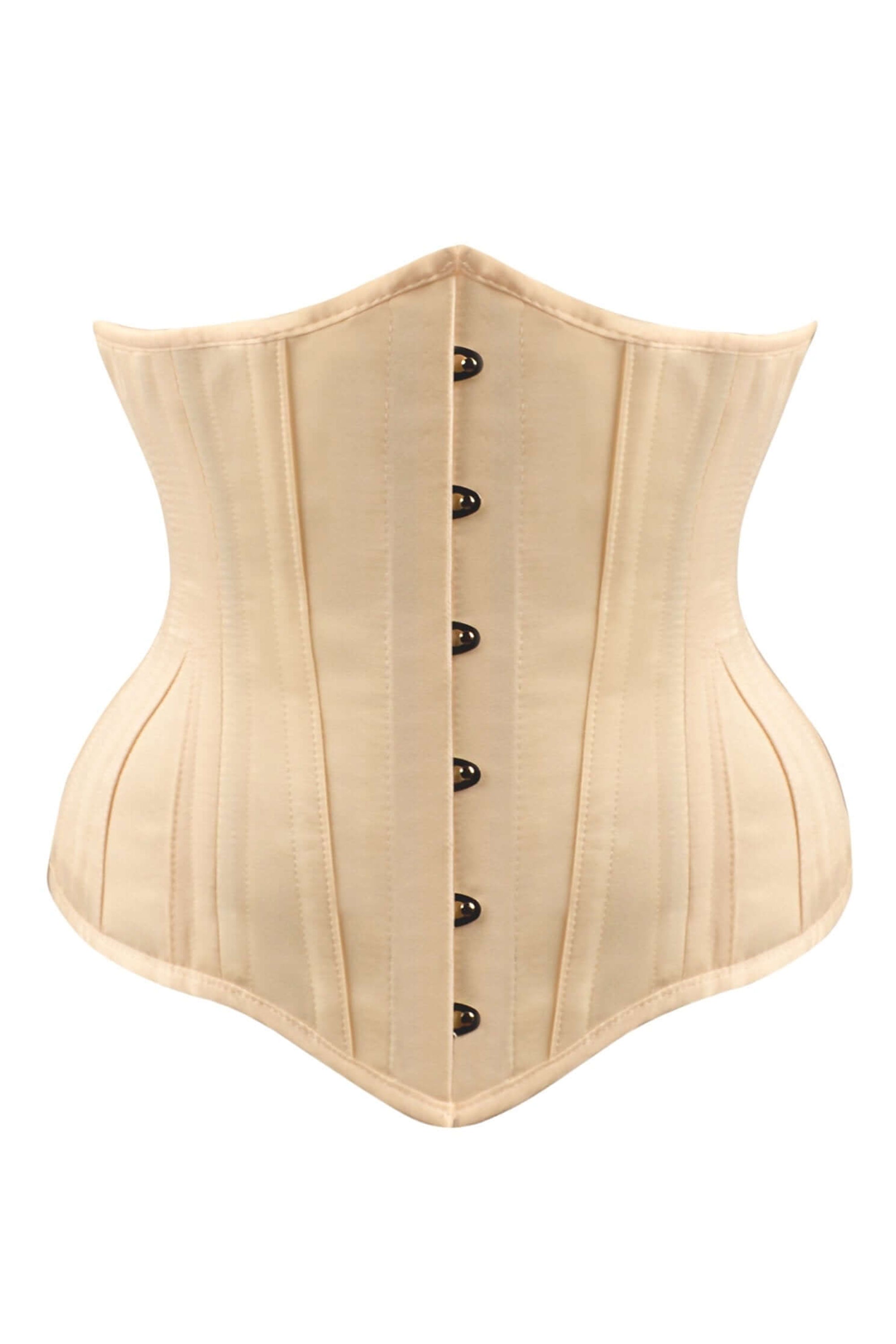 Black Cotton Twill Classic Overbust Waist Trainer With Hip Gores