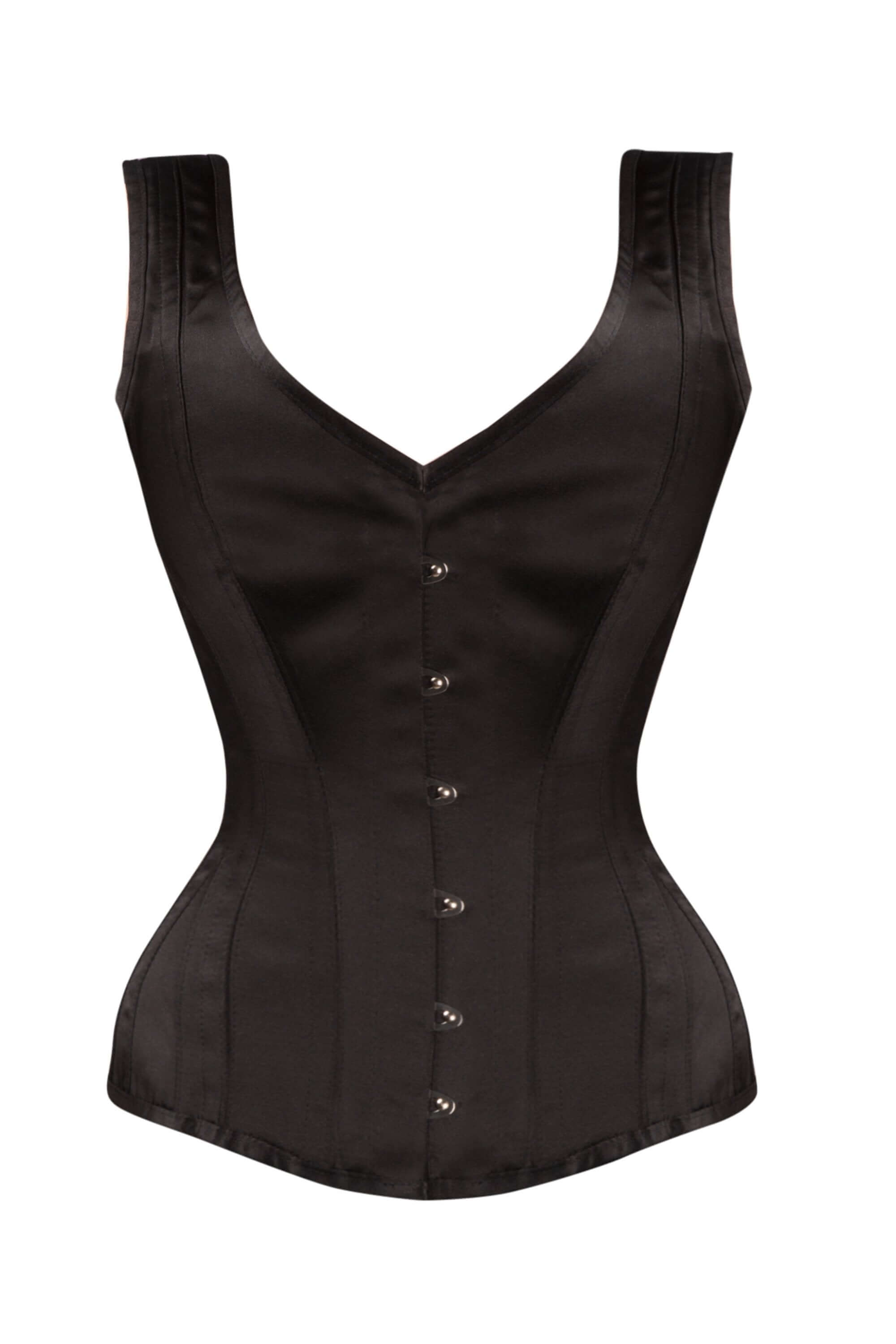 Black High Back Underbust Corset With Straps 