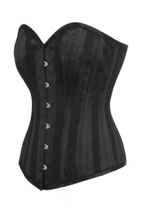 Corset Story BC-007 Black Satin Overbust Corset with Embroidered channels