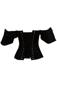 Corset Story C2004 Black Cotton Corset Top with Dramatic sleeve