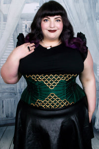 Corset Story CD-922 Embellished Couture Underbust Corset Waspie In Green