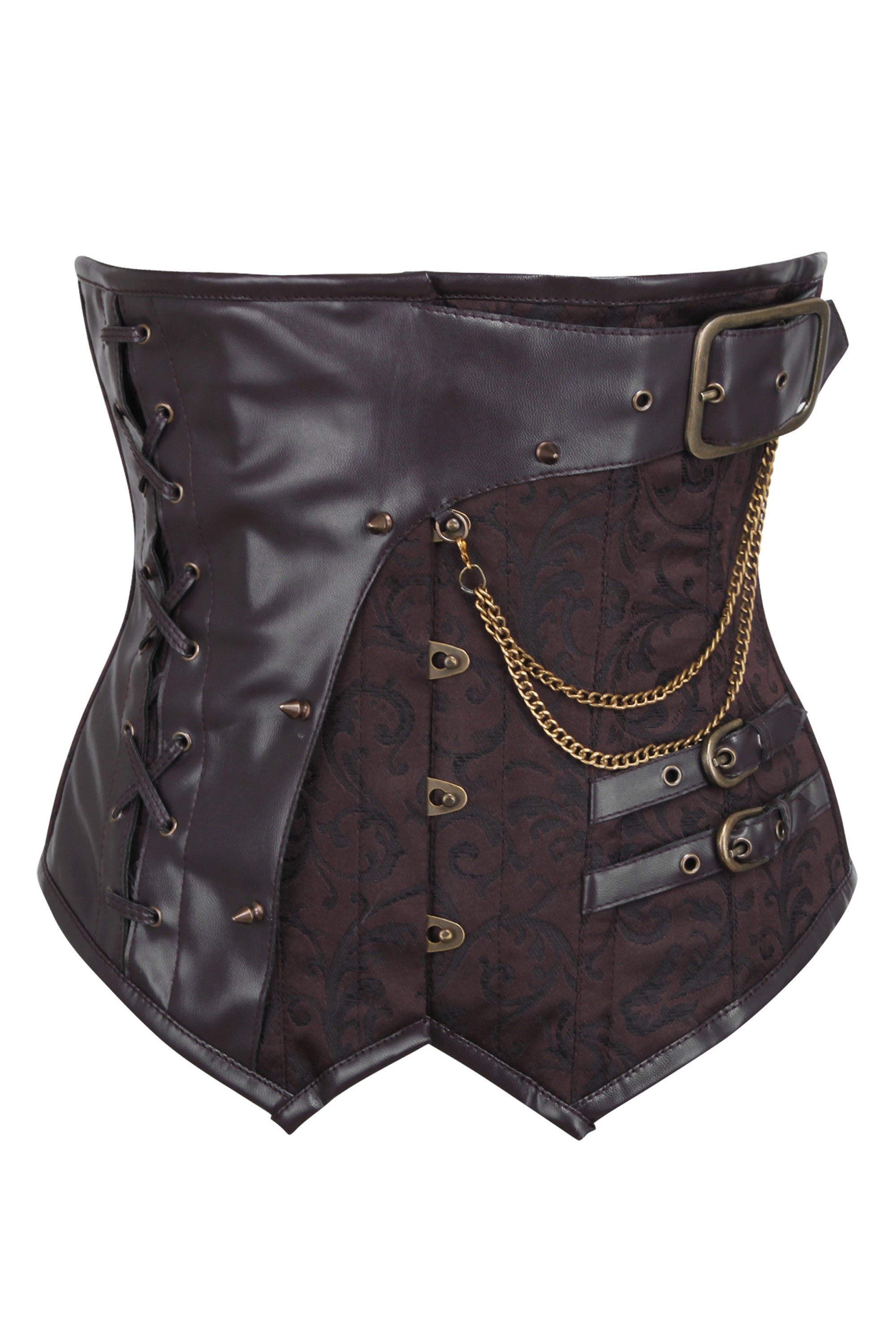 Overbust Corset with Leatherette Hip Panels, 89,00 €