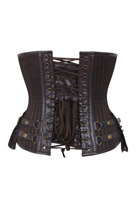 Brown Striped Steampunk captain Underbust with Pouches