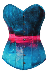 Corset Story MY-644 Stormy Night Blue and Pink Longline Overbust Corset