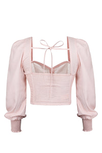 Corset Story SC-054 Blossom Prairie Pink Viscose Cropped Corset Top with Elasticated Back