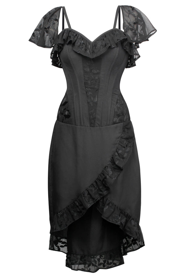 Plus Black Lace Trim Corset Midi Dress | PrettyLittleThing