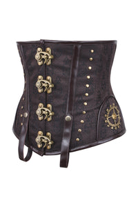 Corset Story WTS221 Tan Leatherette Steampunk Underbust With Vintage Style Buckles