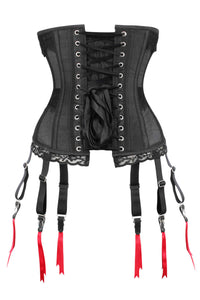 Corset Story WTS522 Black Mesh Waist Taming Underbust With Lace Trim and Suspender Clips